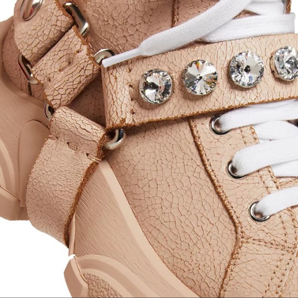 MIU MIU Crystal-Embellished Hiking Boots Sneakers - Picture 3 of 8